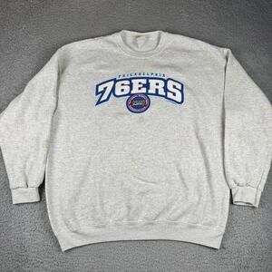 90's Philadelphia 76ers Sixers Lee Gray NBA Crewneck Sweatshirt Vintage Sz L/XL